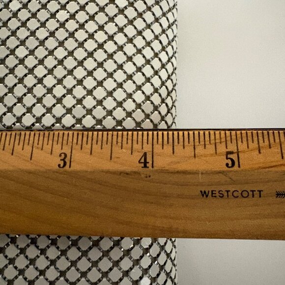 White Mesh Clutch Purse Shoulder Bag Gold Trim 80s Vintage Evening Prom Wedding - Picture 7 of 8